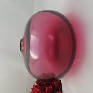 Large Pilgrim Glass Cranberry Squat Vase